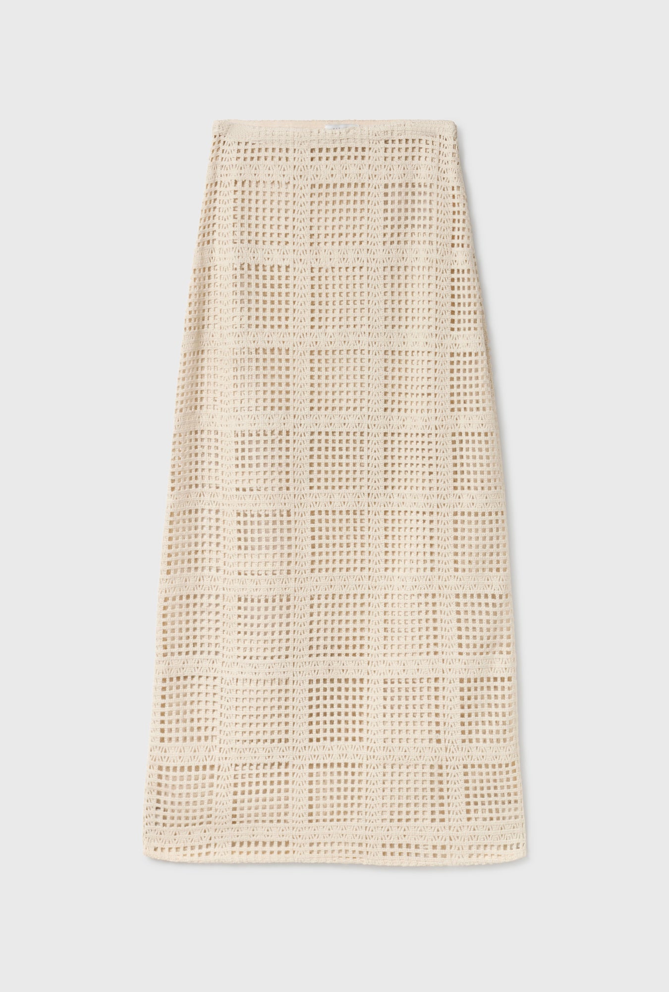 COTTON GRID LONG SKIRT NATURAL