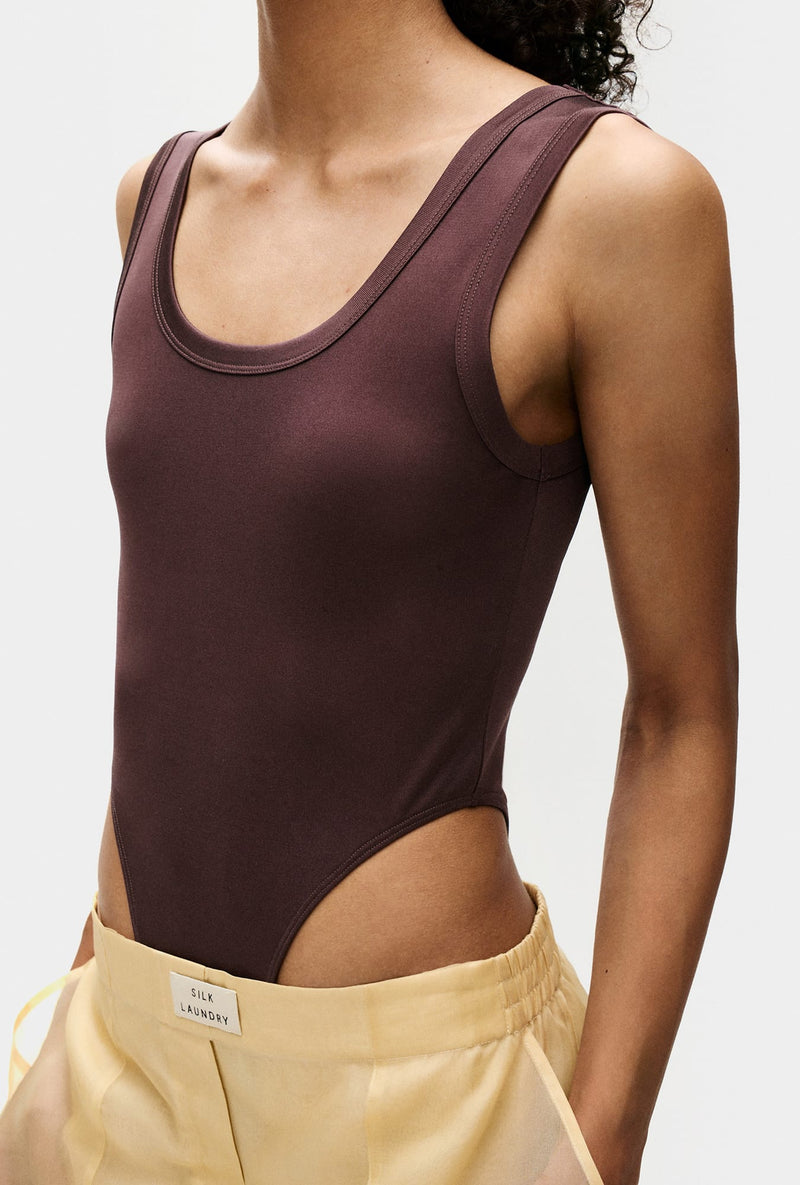 JERSEY MODAL CUTAWAY BODYSUIT CACAO