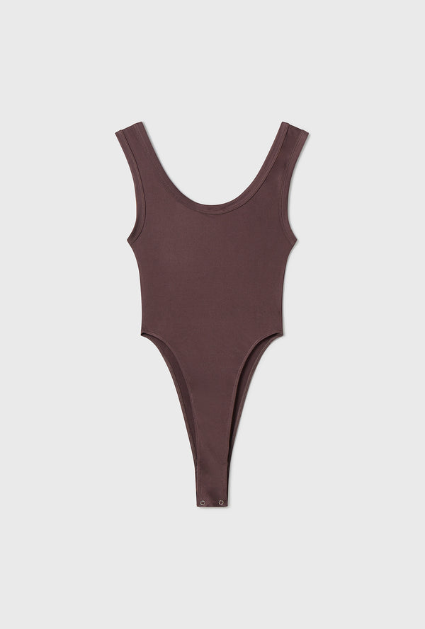 JERSEY MODAL CUTAWAY BODYSUIT CACAO