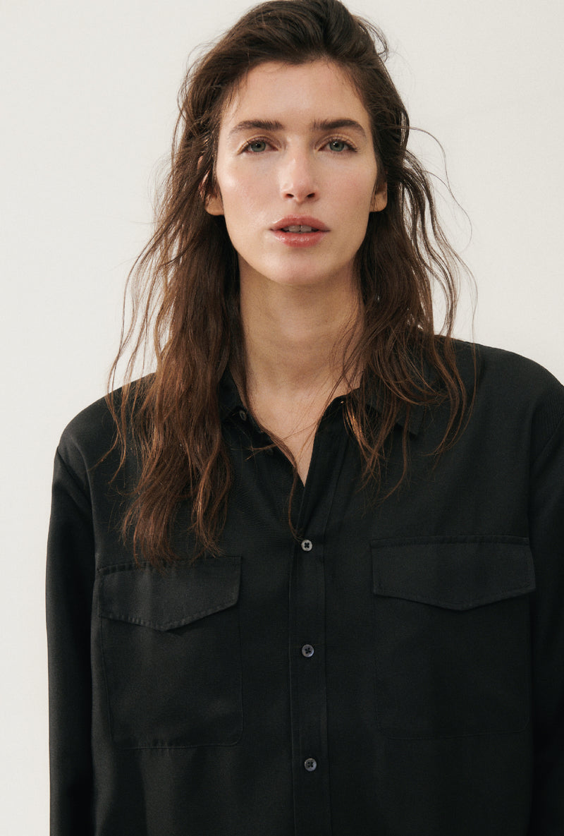 TWILL BOYFRIEND SHIRT BLACK