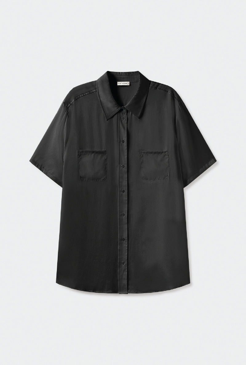 SHORT SLEEVE BOYFRIEND SHIRT BLACK