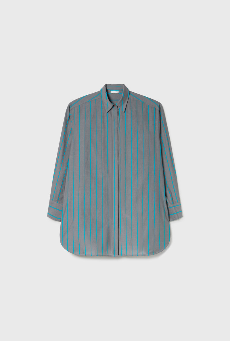 COTTON SILK MORNING SHIRT OXYGEN STRIPE