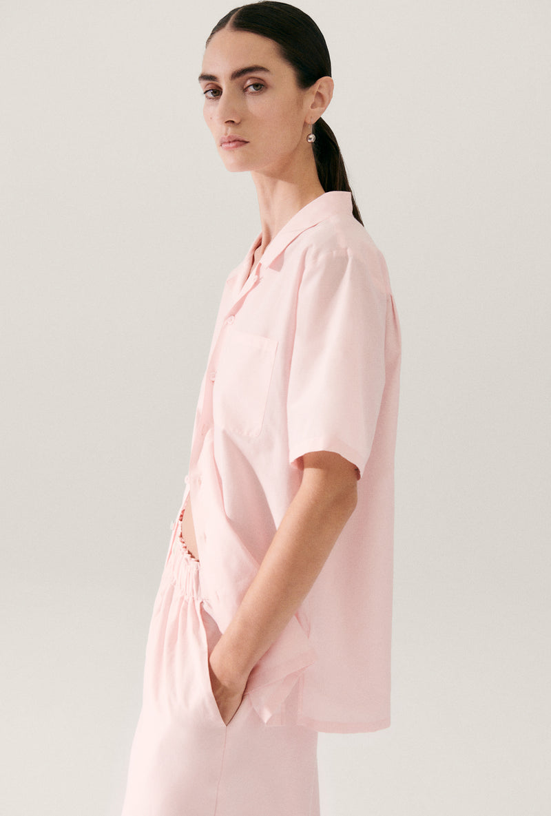 COTTON SILK CAMP SHIRT HYDROGEN