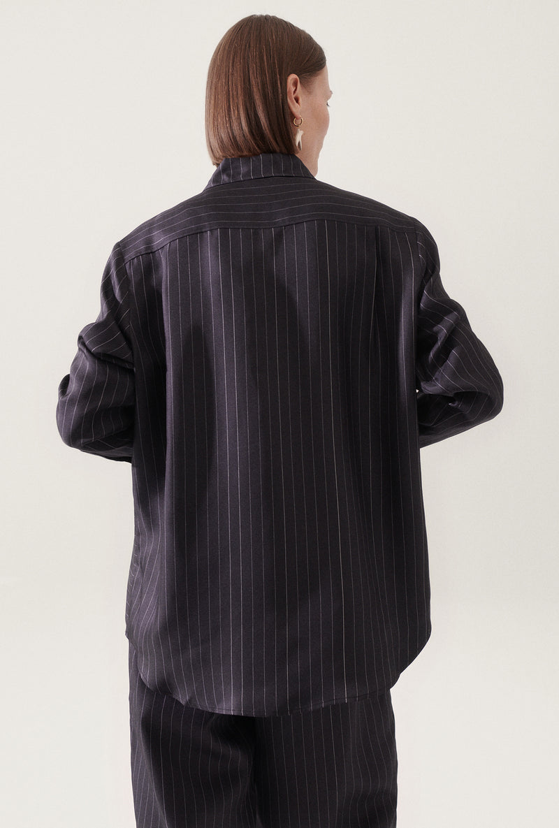 TWILL BOYFRIEND SHIRT PINSTRIPE BLACK / WHITE