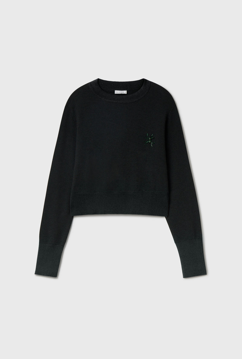 WOOL CROPPED CREWNECK BLACK