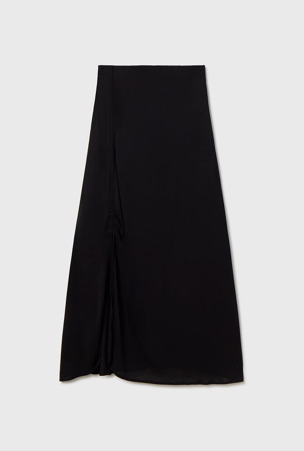 JERSEY MODAL RUCHED SKIRT BLACK