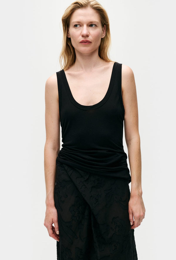 JERSEY MODAL SCOOP TANK BLACK