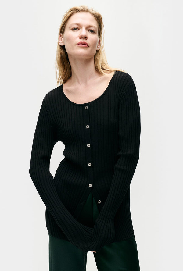 RIBBED KIA CARDIGAN BLACK