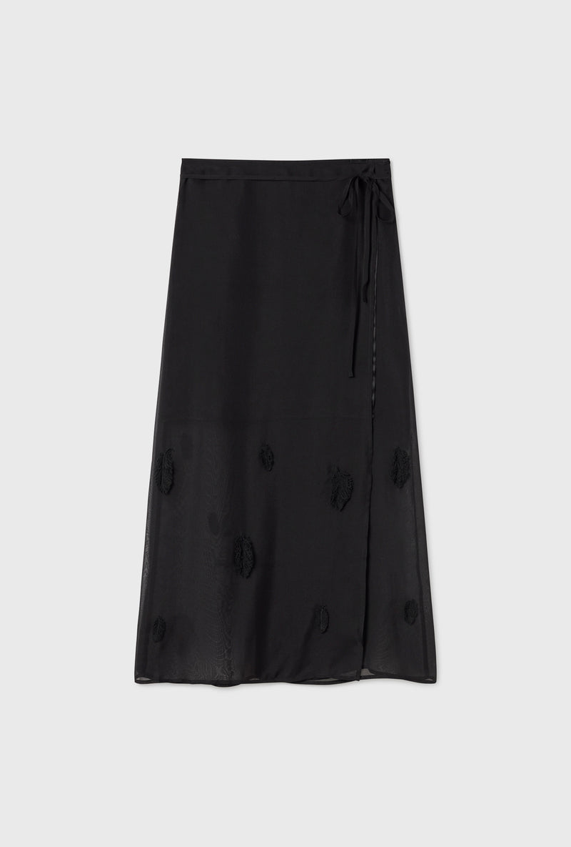 FEATHER WRAP SKIRT BLACK